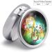 Round Pill Box with Abstract Music Symbol - 3 Compartment Portable Metal Organizer | Decorative Pocket Pill Case - Buy Online on GoSupps.com