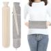 Long Hot Water Bottle with Hand Pocket Cover 2L Large Rubber Hot Water Bottles with Zipper Cover Easy Take on/Off Extra Big Wearable Body Grey Hot Water Bag with Strap for Relief Pain Waist Neck
