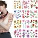 VIWIEU Flower Temporary Tattoos Summer Beach Rose Lily Sunflowers Body Decoration Stickers for Women Teen Girls, 12 Sheets Medium Size Floral Water Transfer Fake Tattoo Art Stickers for Festival Halloween Makeup Costume Party