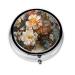Flowers in vase Portable Metal Pill Box Round Mini 3-Compartment Plastic Insert hinged Fastening Design Suitable for Small Pills Must-Have for Travel