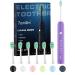 7AM2M Sonic Electric Toothbrush for Adults and Kids One Charge for 90 Days with 6 Brush Heads 5 Modes with 2 Minutes Build in Smart Timer Roman Column Handle Design(Purple) Purple No Travel Case