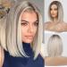 Alanhair Side-part Dark Ombre White bob Wigs for Women Front-lace Nature Wig with Dark Roots for woman Natural Looking Heat Resistant Fiber Nature Synthetic Wigs