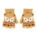Toddler Kids Puppy Flip Top Short Knitted Half Finger Gloves for 3-8 Yrs Fox/Yelllow