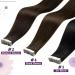 LAAVOO Seamless Real Hair Extensions - Dark Brown 35cm Tape-In 25g 10 Pcs | Remy Human Hair Skin Weft - Buy Online on GoSupps.com