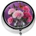 Beautiful Purple Butterfly Floral Round Pill Box | 3 Compartment Travel Medicine Organizer | Decorative Portable Pill Case for Vitamins - Buy Online on GoSupps.com