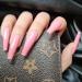Sethain shiny coffin false nails blue ballerina false fingernails long complete coverage Press on nail for women and girls (pink)