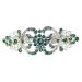 Faship Gorgeous Green Crystal Hearts And Floral Hair Barrette