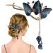 Butterflies Hair Clips | Hair Accessories Clip For Women | Rhinestone Tassel Hair Chain Chic Hair Accessories Nonslip Grip Embellished With Rhinestones For Daily Use Blue - Buy Online on GoSupps.com