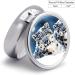 Blue Eyed Snow Leopard Print Round Pill Box | 3 Compartment Portable Pill Organizer | Decorative Metal Pocket Medication Case - Buy Online on GoSupps.com