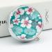 Round Tropical Hibiscus Pill Box - 3 Compartment Decorative Metal Organizer - Portable Pocket Pill Case | Style-34 - Buy Online on GoSupps.com