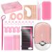 Buqikma 277 PCS Eyelash Extension Supplies Kit  Type C Eyelash Fan Air Conditioning Blower Lash Perm Lift Kit for Beginner and Professional Including Mini Lash Fan Tweezers Glue Ring Eye Gel Pads