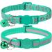 Taglory reflective cat collar with safety clasp and bell 2-piece adjustable collar cat kitten 15-20cm turquoise 15-20cm (2 pack) turquoise