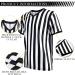 4 Pack Black White Stripe Referee Shirt Set with Whistle - Official V-Neck, Size Large - Buy Online on GoSupps.com