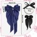 2Pcs Big Bow Hair Clips for Women in Black and Navy Blue - Soft Satin Ribbon Barrettes for Girls - Buy Online on GoSupps.com
