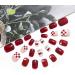 Brishow Christmas Snow Elk Press on Nails - 24pcs Red Short Square Fake Nails for Women and Girls - Buy Online on GoSupps.com