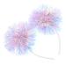 minkissy Foil Strips Pom Pom Headband Tinsel Pompom Ball Head Bopper Fluffy Ball Hair Loop Cosplay Hair Accessories for Christmass New Year Birthday Party Favors Purple