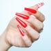 ALLKEM Burnt Red - Extra Long Ballerina Full cover Press on Nails Long Coffin False Nail - 20 pcs Full cover Acrylic fake Nails 10 Sizes Burnt Red Ballerina
