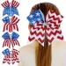 Nishine 4 pcs 8inch Girls American Flag Glitter Ribbon Cheer Hair Bows 4th of July Independence Day Ponytail Holder Hair Ties (Type A-4 pcs)