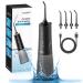 Cordless Water Dental Flosser for Teeth - KUSKER Portable Oral Irrigator with 5 New Mode, 4 Replaceable Jet Tips - Rechargeable IPX7 Waterproof Oral Irrigator for Home&Travel(Black)
