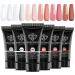 Modelones polygel set with 6 colors nude clear white pink poly gel nail yourself set quick extension building acrylic gel for starter nail art nail design make polygel set 002 15.00 ml (1 Pack)