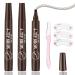 3 Pcs Eyebrow Tattoo Pen Waterproof Microblading Eyebrow Pencil Long Lasting Brow Pen with a Micro-Fork Tip Applicator Easily Create Natural Charming Eyebrow Makeup(Dark Brown)