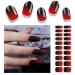 Foyute Semi Cured Gel Nail Strips 20 Pcs Soft Self-Adhesive Gel Nail Polish Wraps Sticker for Salon-Quality Manicure Set Long Lasting Easy to Apply & Remove Nail File & Wooden Stick (Fade Red)