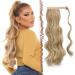 Fish braid ponytail hair extensions long wavy curly clip in ponytail synthetic hair braid hair extension hair part for women light ash brown & bleach blond 60 cm (1 Pack) light ash brown & bleaching blonde