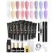 Poly Nail Gel Kit Phoenixy 9 Colours 15ml Poly Nail Gel Set with Base Top Coat 30ml Slip Solution and 60Pcs Nail Tips Poly Extension Nail Gift Sets for Women 21 Pieces. Set