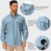 Men's Safari Shirt - UPF 50+ UV Protection Long-Sleeved Hiking & Outdoor Button-Down | Breathable Fast Drying Casual Shirt in Blue - Buy Online on GoSupps.com
