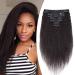 Elailite 40cm hair parts afro clip in extensions real hair for complete hair extension 115g Remy 8 parts set double dressing 18 clips kinky straight 16 " #1b natural black 40cm natural black