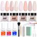 4 Colors Nail Dipping Powder Kit - Nude Pink Dip Powder Nail Kit - Natural Glossy Nail Powder Dip Kit Starter Set - French Nail Art Nail Powder - Essential Liquid Set with Base & Top Coat