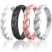 Zollen Silicone Wedding Rings for Women 4/7 Packs -Metallic Stackable Silicone Rubber Wedding Bands -Innovative Vine Collection B: Rose Gold Pearl White Black Marble(gray+white) 4(15.3mm)