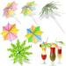 100 Pieces Handmade Umbrella Picks Cocktail Umbrella Picks Green Tropical Coconut Palm Tree Paper Umbrellas Cocktail Parasol Picks Cupcake Toppers Picks for Tropical (Coconut Tree Octagon Style)