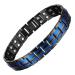 MagEnergy Titanium Steel Magnetic Bracelets for Men 4 Element Double Row Ultra Strength Magnets Wristband Magnetic Brazaletes with Adjustable Links Removal Tool & Jewelry Gift Box (Two Blue line)