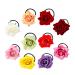 10 Pack Colorful Handmade Rose Flower Hair Bow Wreath Garland Elastic Stretchy Hair Ties Ponytail Holder Band Scrunchies Ring for Women Wedding Bridal Party Hairstyles Decoration