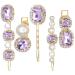 Vintage Hair Clips  Rhinestones Decorative Hair Pins  Handmade Purple Crystal Pearl Hair Barrettes  Elegant Gold Metal Hairpin Hair Accessories Headwear Styling Tools  Gifts for Women Girls