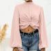 Sexy Turtleneck Lantern Sleeve Crop Top - Pink, Medium - Buy Online on GoSupps.com