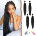 Feshfen Pre Stretched Extension Hair for Braids 65 cm 4 pieces of stretched braid hair Extensions Yaki-Texture Synthetic Hair Extensions Ez BRAIDING HAIR hair extension Pechschwarz 65 cm (4 Pack) 4 Packs-1b# deep black