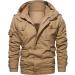 Hanxiulin Fleece Plush Jacket for Men | Warm Windproof Winter Coat | Fluffy Thick Khaki 3XL Outdoor Jacket - Buy Online on GoSupps.com