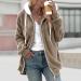 Hanxiulin Women's Fleece Plush Jacket - Warm Long-Sleeved Winter Coat - Casual Slim Fit in Khaki - Buy Online on GoSupps.com