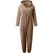 Cozy Teddy Fleece Jumpsuit for Girls | Haiorziyou Plush Winter Pajamas - Fluffy Onesie with Hood - Soft Zipper Sleep Overall - XXL Khaki - Buy Online on GoSupps.com