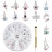OLYCRAFT 24pcs Dangle Nail Art Accessories Nail Jewelry Rings with Nail Piercing Tool Nail Drill Alloy Manual Drill for Tips Acrylic Gels and Decorations