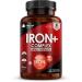 Iron Tablets 18mg High Absorbency with Vitamins A C B2 B12 and Folate - Helps Tiredness and Fatigue - Vegan Iron Supplements Non-GMO Gluten-Free GMP UK-Made 180 Tablets 6 Months Supply