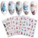 JMEOWIO 6 Sheets 3D Embossed Happy New Year Christmas Glitter Nail Art Stickers Decals Self-Adhesive 5D Snowflake Xmas Winter Holiday Cute Nail Supplies Nail Art Design Decoration Accessories