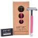 Parker 29L Pink Long Handle Butterfly Open Double Edge Safety Razor for Women 5 Parker Premium Platinum Double Edge Razor Blades Included
