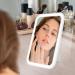 Touch Screen LED Makeup Mirror | 3 Colors Dimmable | Rechargeable USB | Portable Vanity Mirror for Travel | Cosmetic Mirror for Girls - Buy Online on GoSupps.com