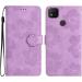 Shop Stylish Flower Pattern Folding Cover for Redmi 9C | PU Leather Protective Case with Stand & Card Slots - Violet - Buy Online on GoSupps.com