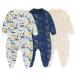 MAMIMAKA Baby Boys Baby Pajamas 3-6 Months Footed-1-dinosaur/Hedgehog/Astronaut