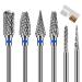 Lermal nail miller bit 3/32 '' (2.35 mm) nail miller attachments 6 pieces of professional smooth lace hard metal bits for acrylic milling cutters for gel nails attachments for manicure pedicure medium nail bits blue