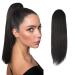 FESHFEN Straight Drawstring Ponytail Extension Natural Synthetic Long Pony Tails Hairpieces Clip in Ponytails Extensions for Women Girls Dark Brown 14 inch 14 Inch (Pack of 1) Dark Brown 4#-Drawstring